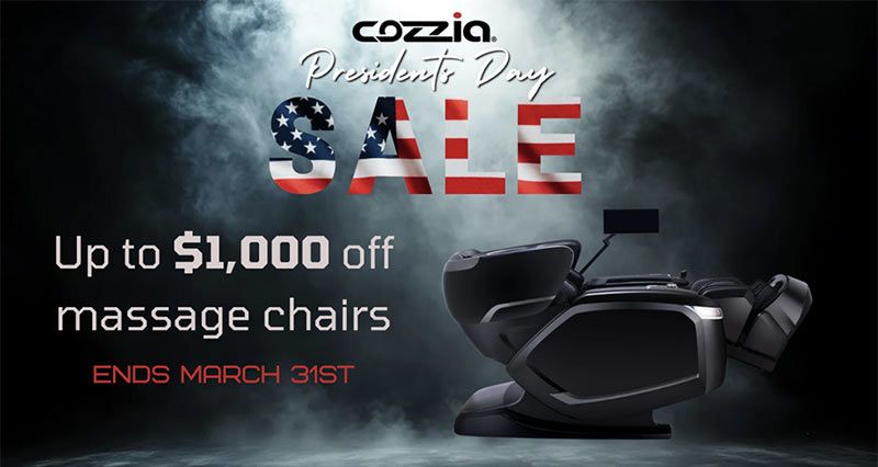 Cozzia Presidents Day Sale-Save up to $1000 off massage chairs